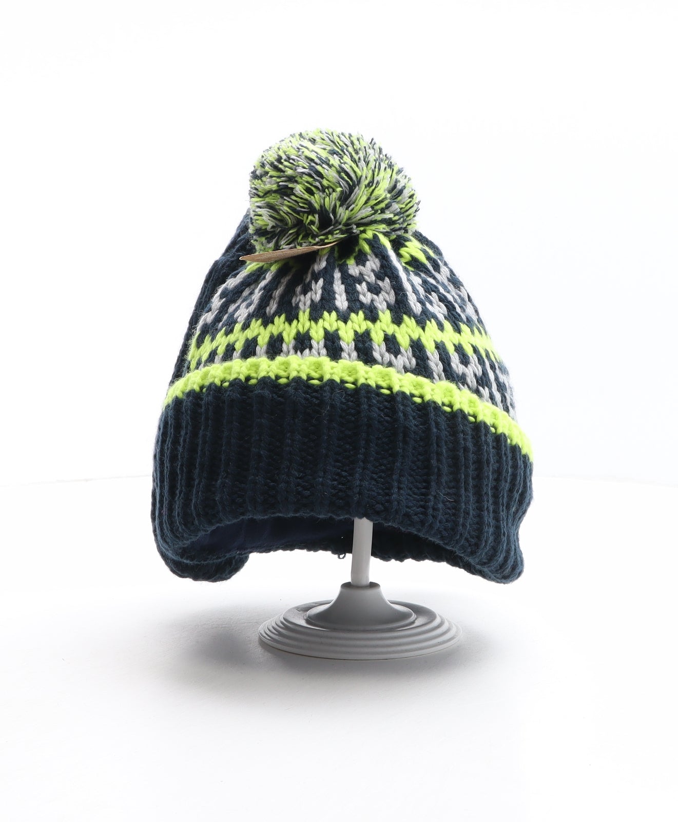 Lily & Dan Boys Multicoloured Geometric Acrylic Bobble Hat One Size - Mittens Included