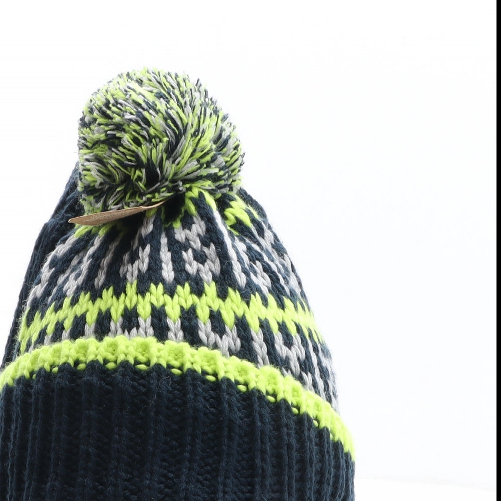 Lily & Dan Boys Multicoloured Geometric Acrylic Bobble Hat One Size - Mittens Included