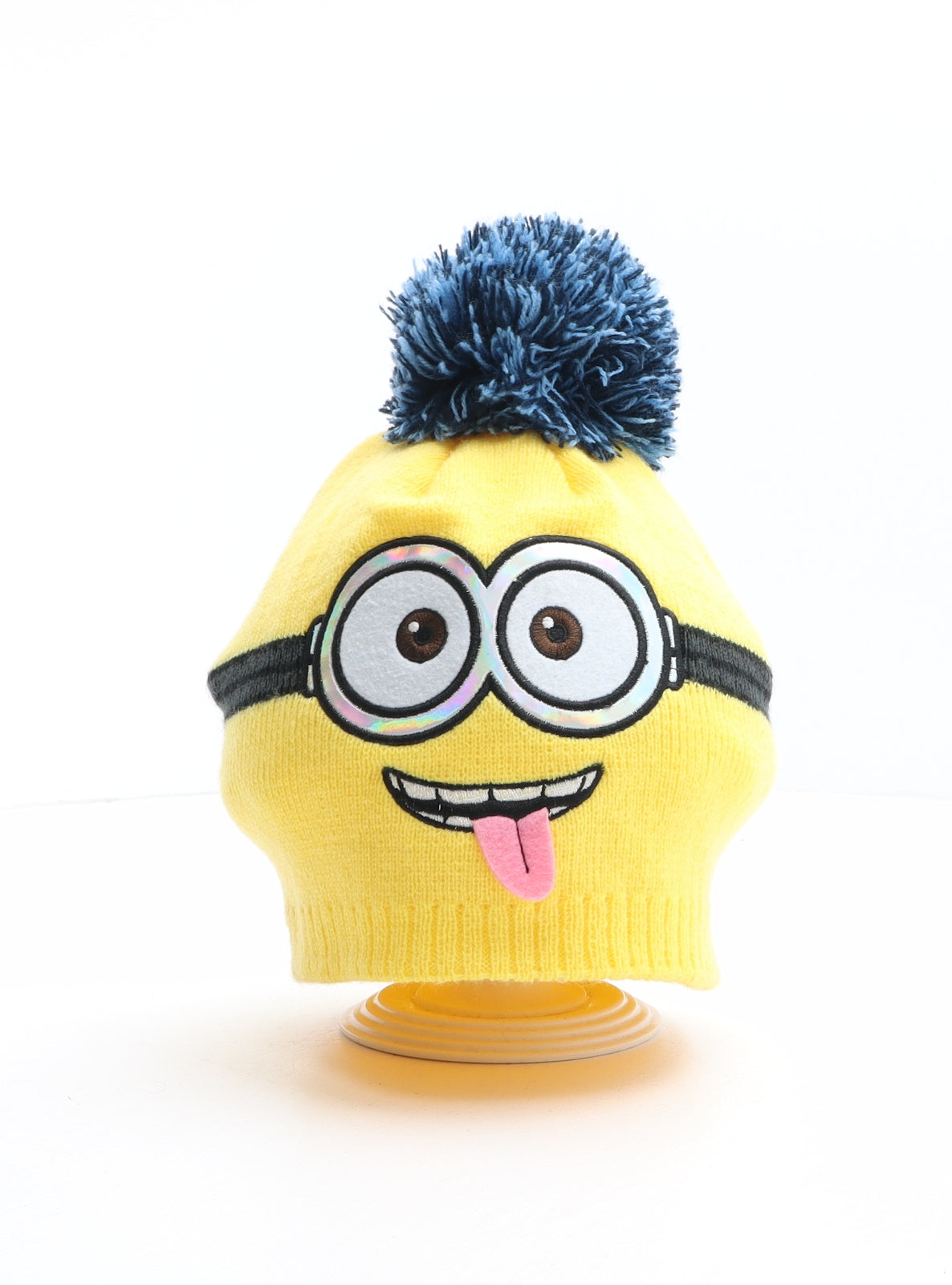 George Boys Yellow Acrylic Bobble Hat One Size - Universal Studios, Despicable Me, Minion Made, Minion Design, Holographic