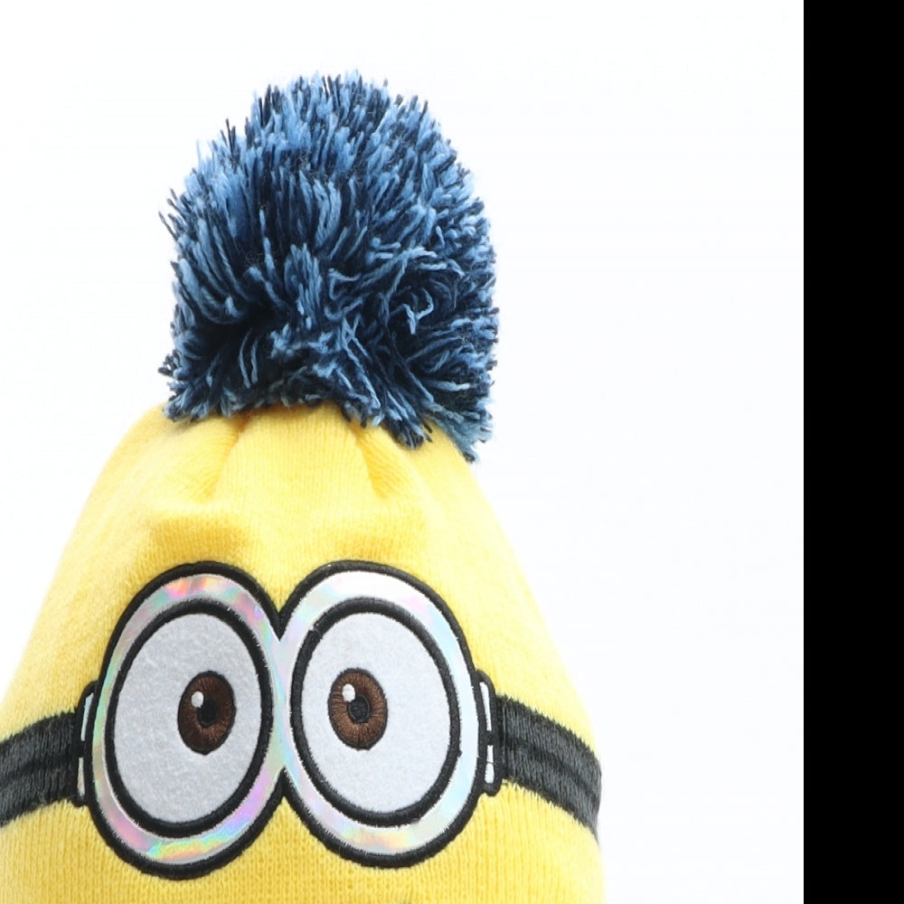 George Boys Yellow Acrylic Bobble Hat One Size - Universal Studios, Despicable Me, Minion Made, Minion Design, Holographic