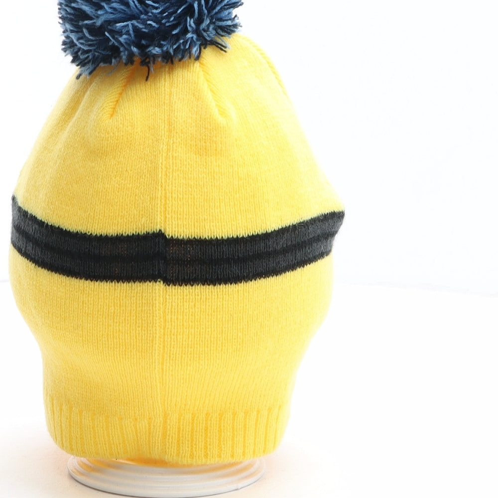 George Boys Yellow Acrylic Bobble Hat One Size - Universal Studios, Despicable Me, Minion Made, Minion Design, Holographic