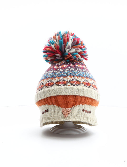 Preworn Girls Multicoloured Fair Isle Acrylic Bobble Hat One Size - Penguin Design
