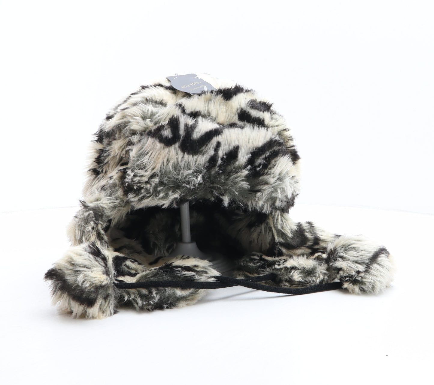 Accessorize Womens Beige Animal Print Acrylic Cossack One Size - Zebra Print, Faux Fur