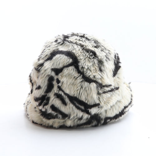 Accessorize Womens Beige Animal Print Acrylic Cossack One Size - Zebra Print, Faux Fur