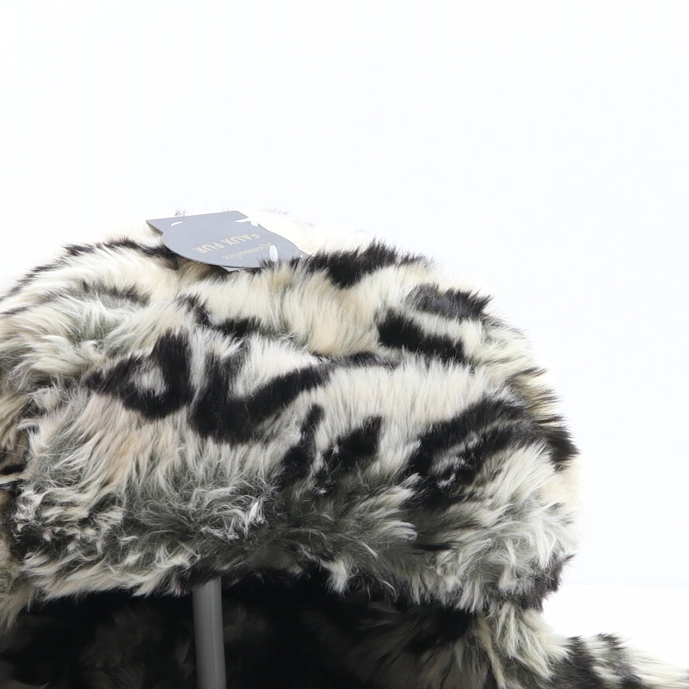 Accessorize Womens Beige Animal Print Acrylic Cossack One Size - Zebra Print, Faux Fur