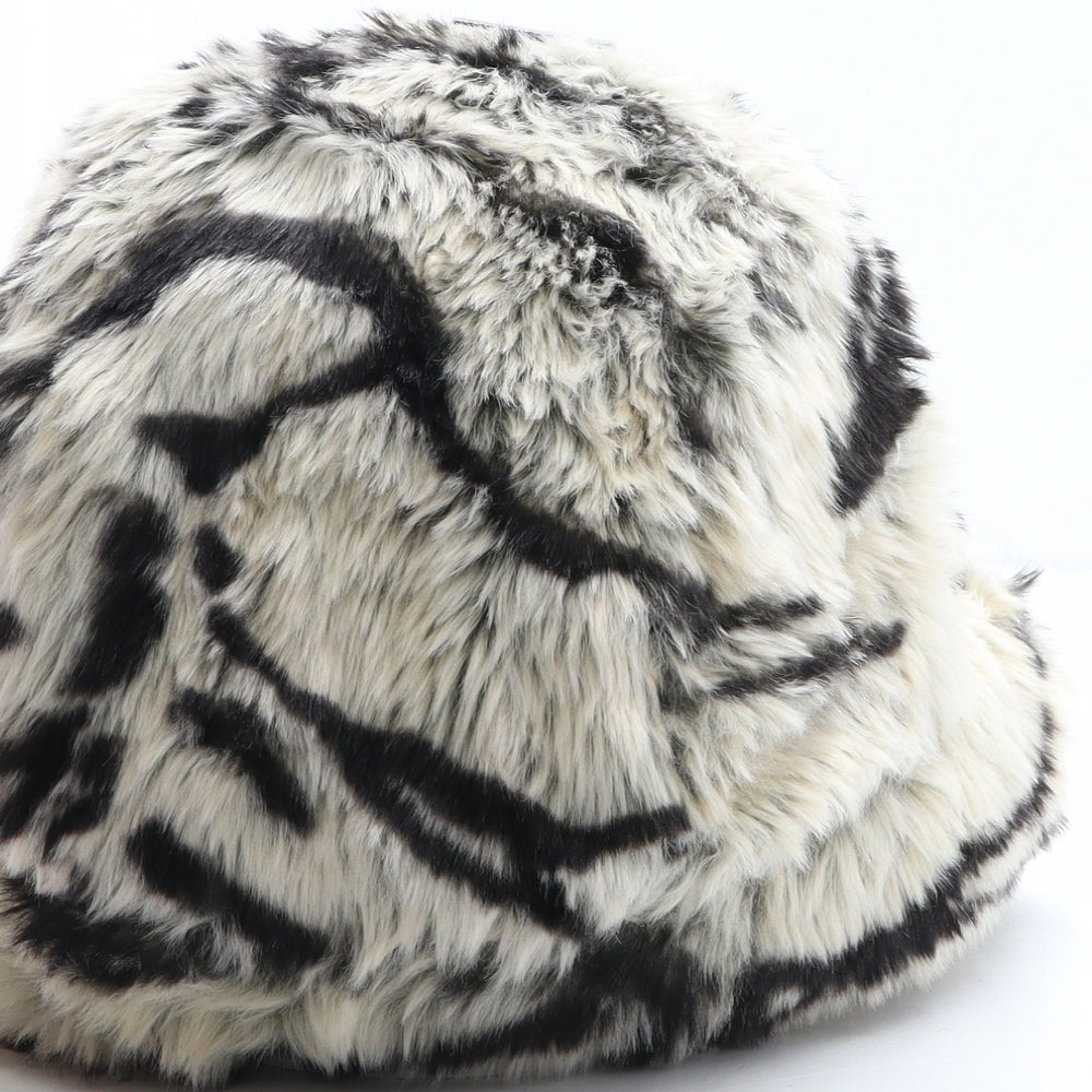 Accessorize Womens Beige Animal Print Acrylic Cossack One Size - Zebra Print, Faux Fur
