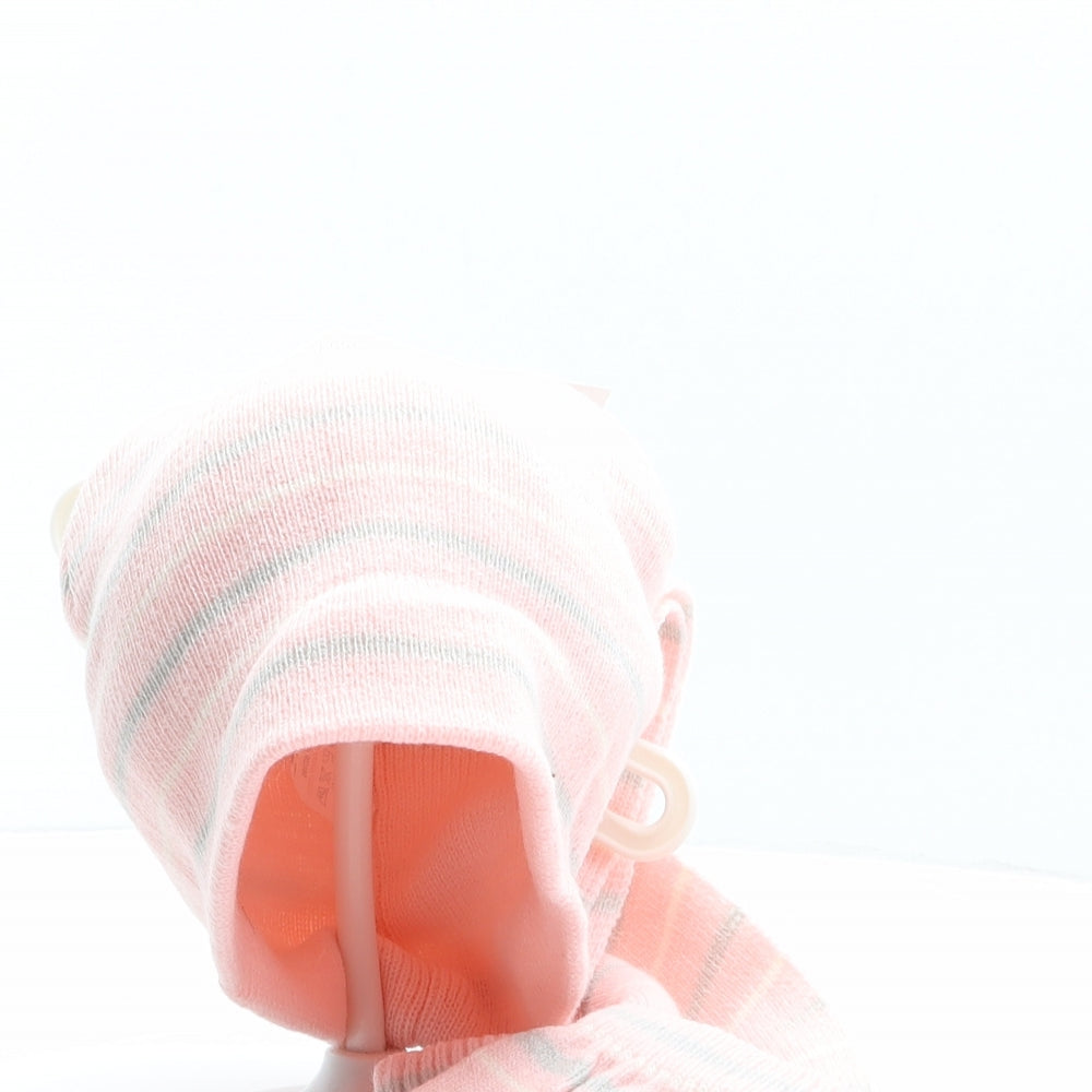 Enrico Pescatore Girls Pink Striped Acrylic Beanie One Size - Scarf and Gloves Included