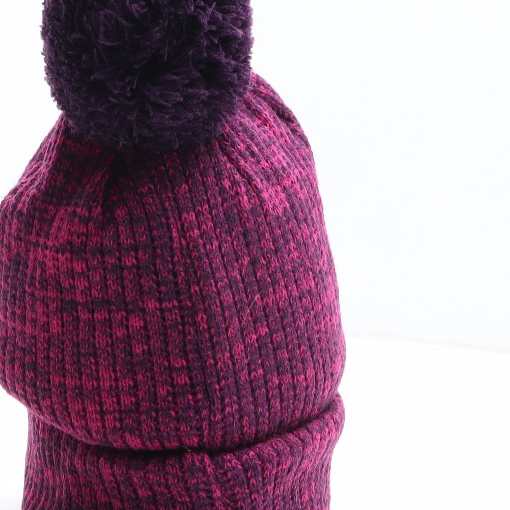 Rock Jock Womens Purple Acrylic Bobble Hat One Size