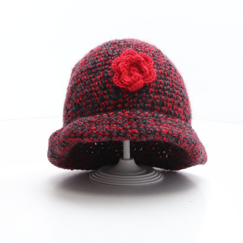 Swaledale Woollens Womens Red 100% Wool Cloche One Size - Flower Detail