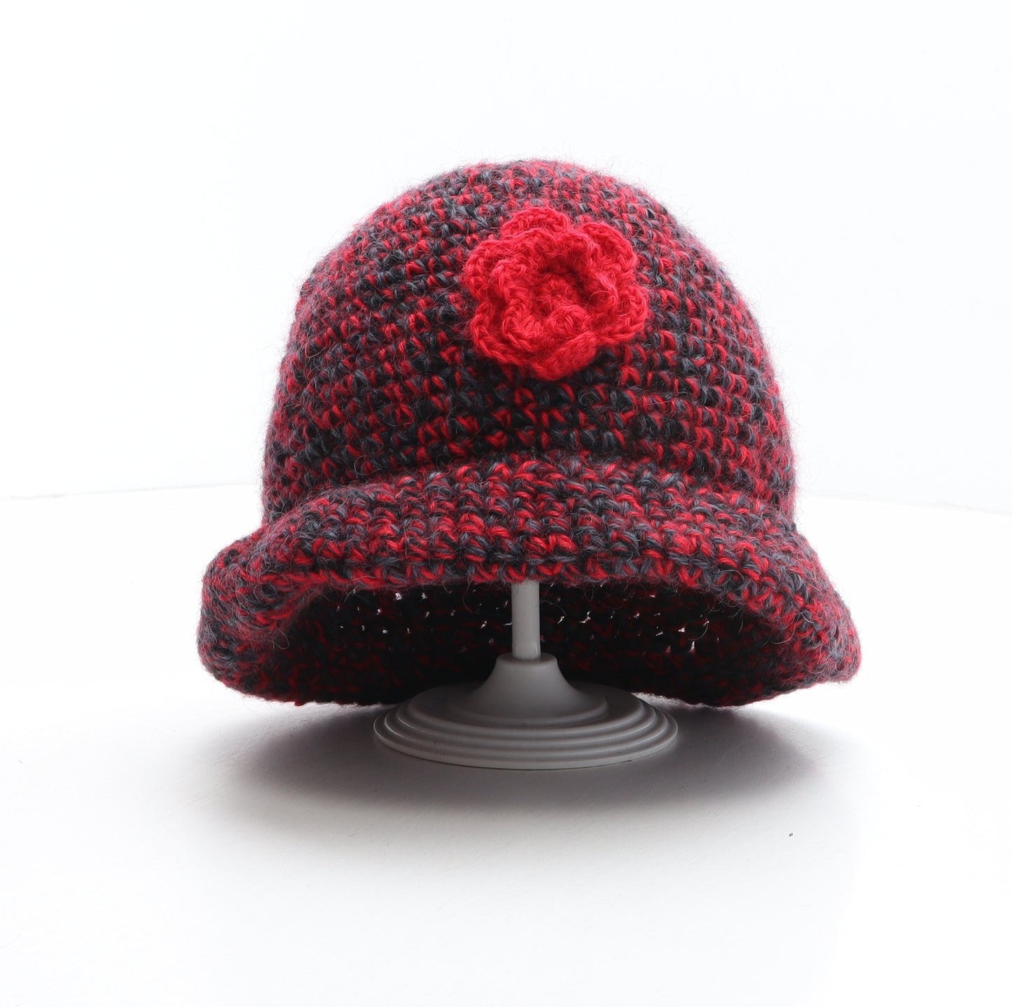 Swaledale Woollens Womens Red 100% Wool Cloche One Size - Flower Detail