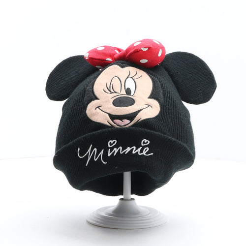 H&M Girls Black Acrylic Beanie One Size - Disney, Minnie Mouse