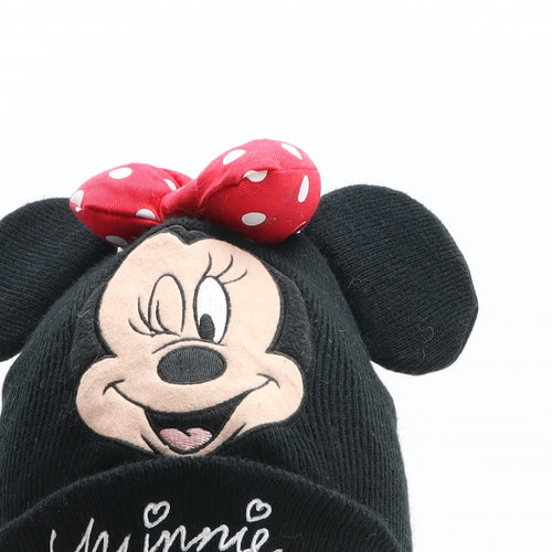 H&M Girls Black Acrylic Beanie One Size - Disney, Minnie Mouse