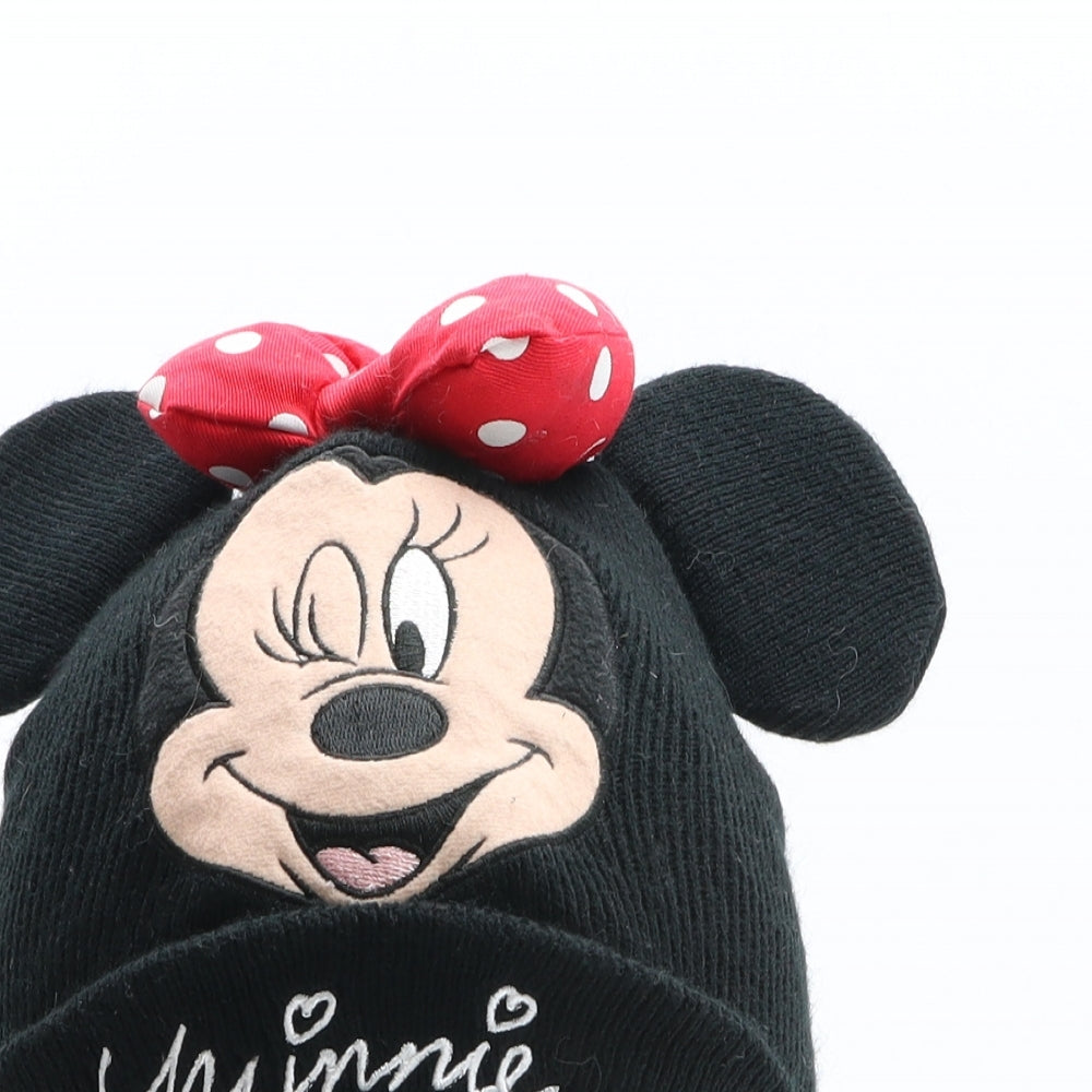 H&M Girls Black Acrylic Beanie One Size - Disney, Minnie Mouse