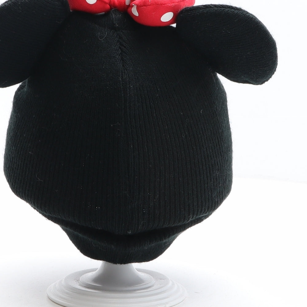 H&M Girls Black Acrylic Beanie One Size - Disney, Minnie Mouse
