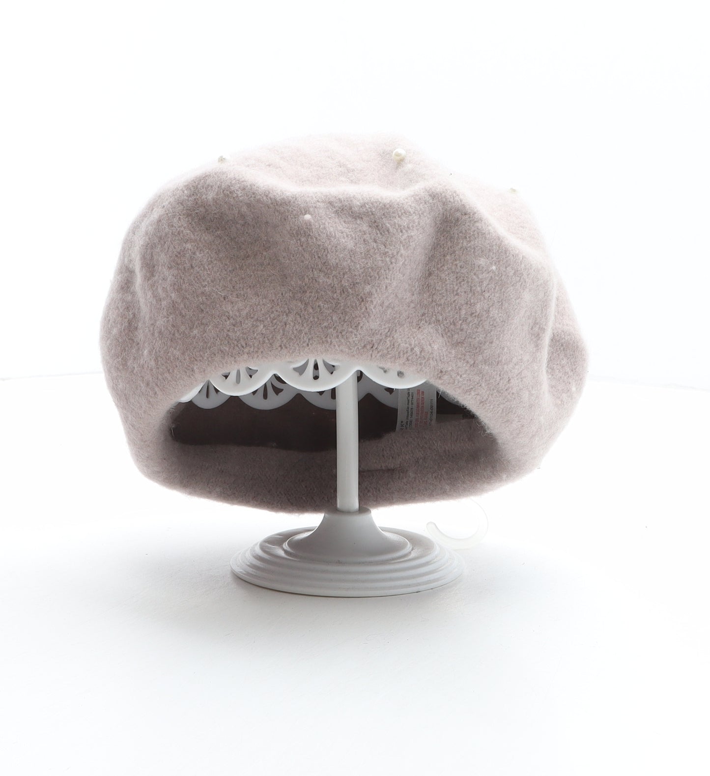 Primark Womens Beige Wool Beret One Size - Pearl Details