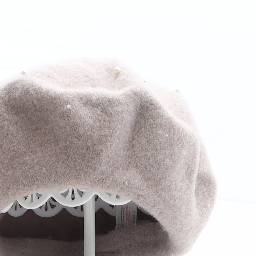Primark Womens Beige Wool Beret One Size - Pearl Details