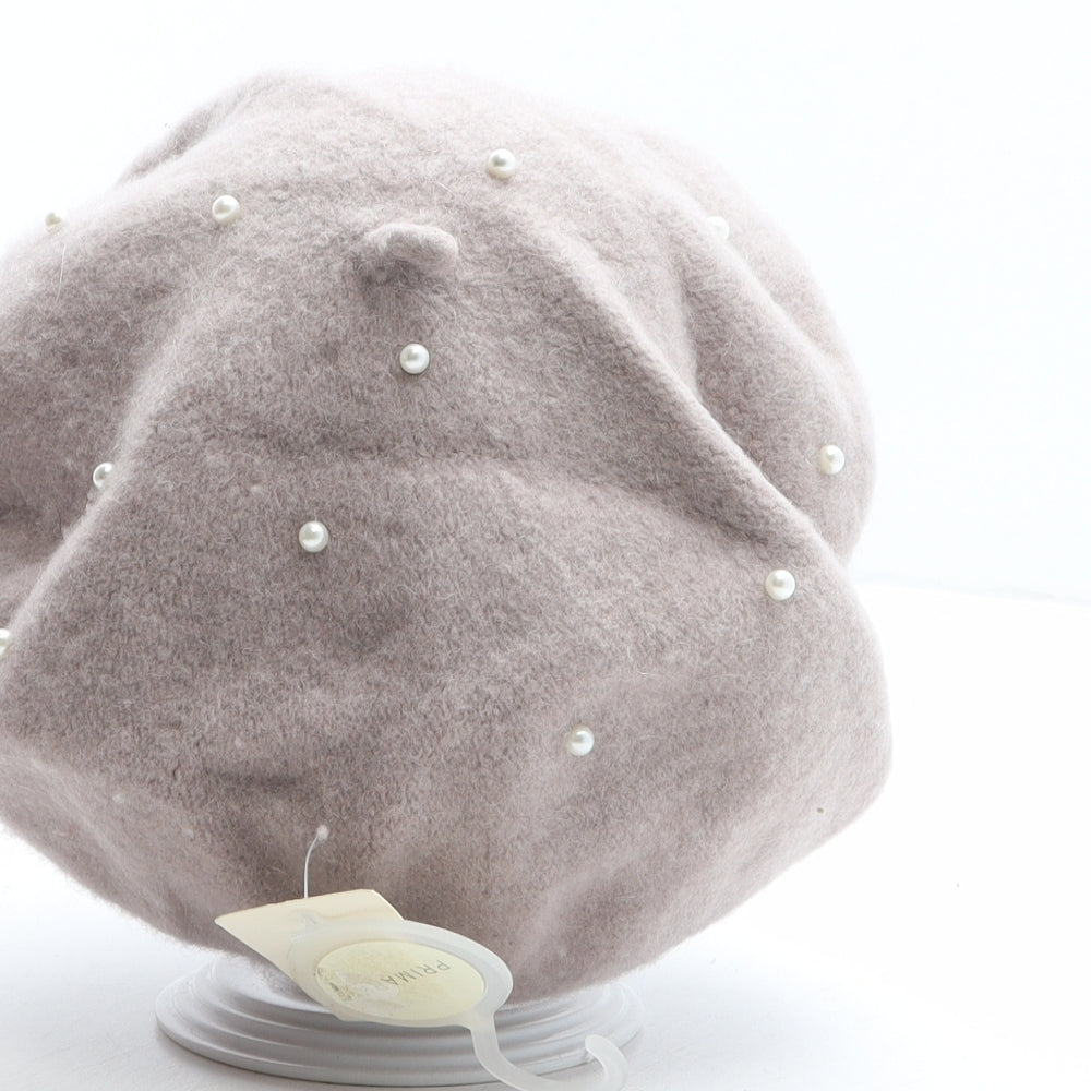 Primark Womens Beige Wool Beret One Size - Pearl Details
