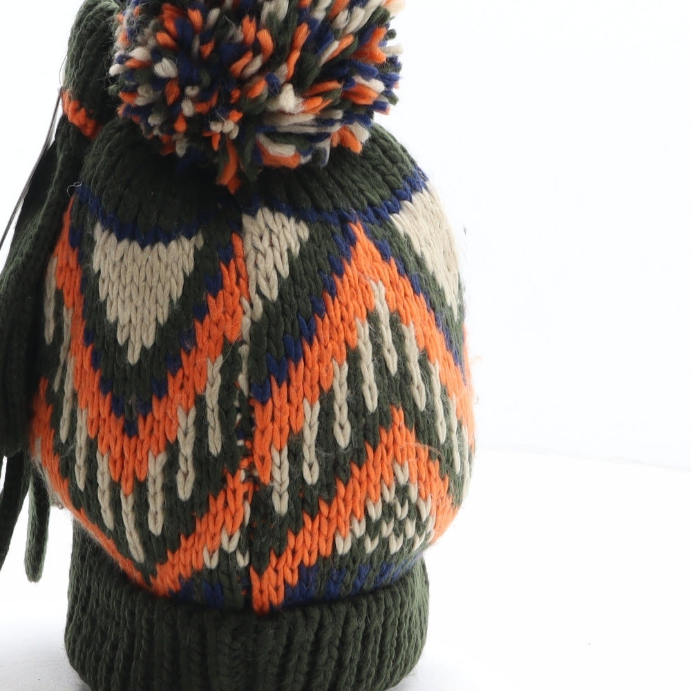 TU Boys Multicoloured Geometric Acrylic Bobble Hat One Size - Gloves included