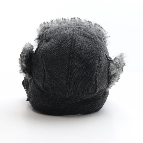 Preworn Boys Grey Herringbone Acrylic Trapper Hat One Size
