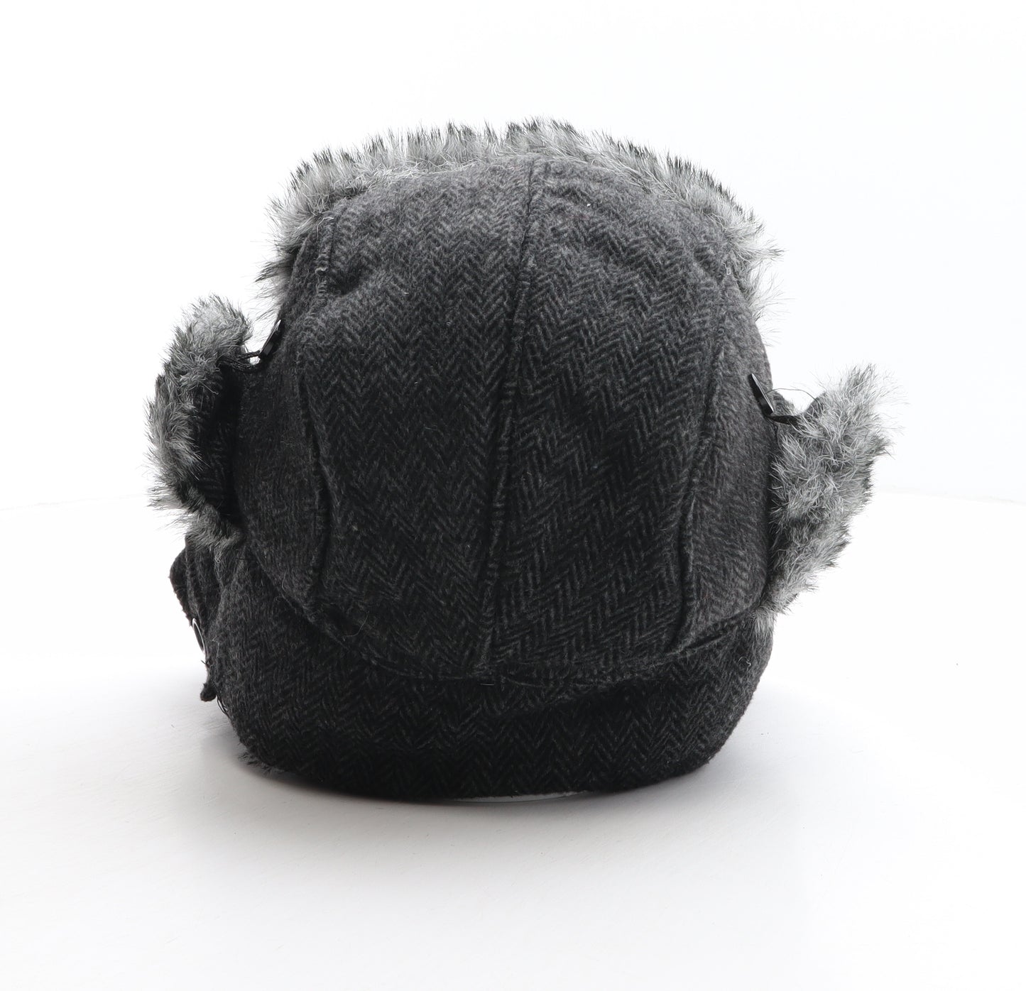 Preworn Boys Grey Herringbone Acrylic Trapper Hat One Size
