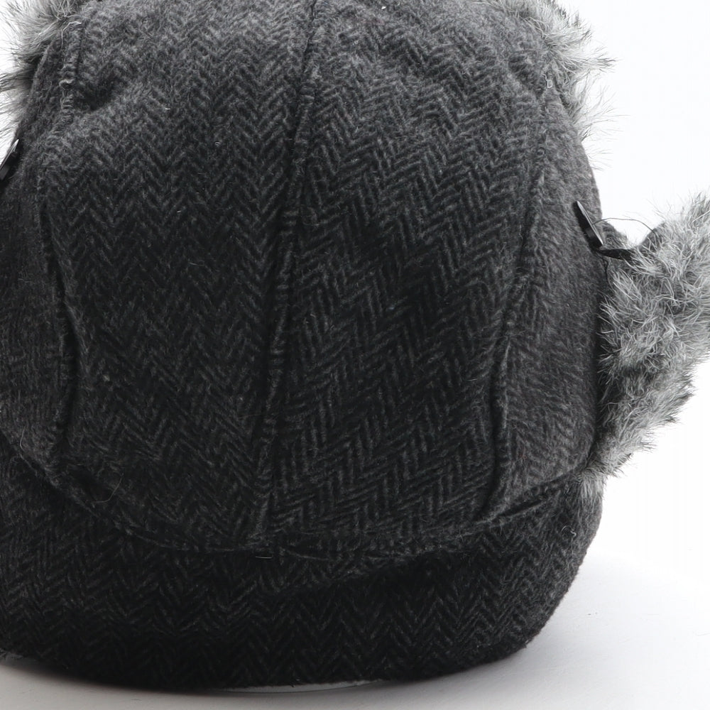Preworn Boys Grey Herringbone Acrylic Trapper Hat One Size
