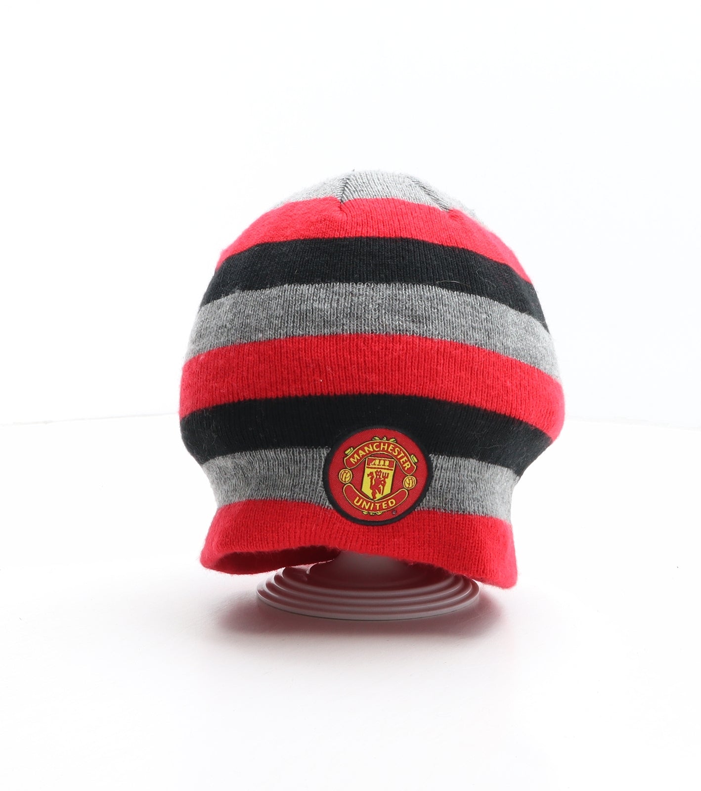 Manchester United Boys Multicoloured Striped Acrylic Beanie One Size - Manchester United