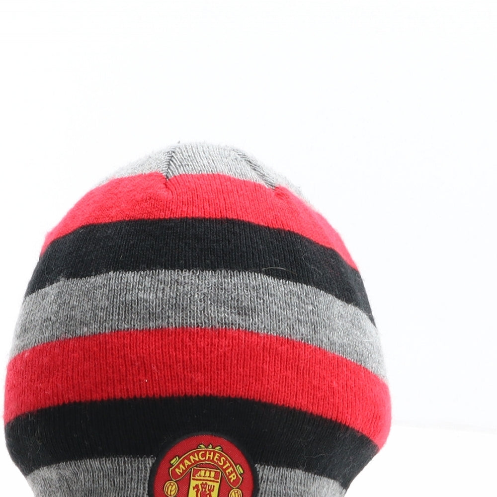 Manchester United Boys Multicoloured Striped Acrylic Beanie One Size - Manchester United