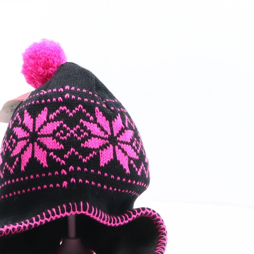 Glo Hat Womens Black Fair Isle Acrylic Bonnet One Size