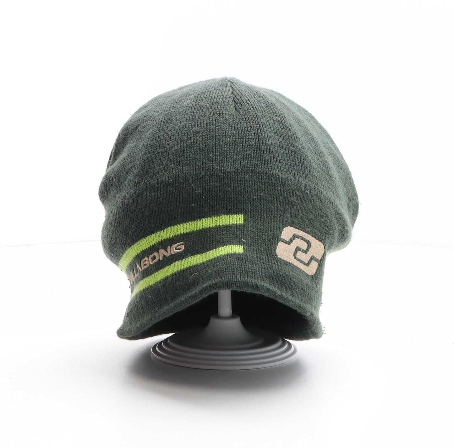Billabong Mens Green Striped Acrylic Beanie One Size