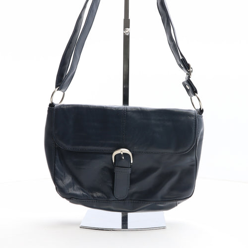 Coopers Of Stortfort Womens Blue Solid Leather Crossbody Size Medium