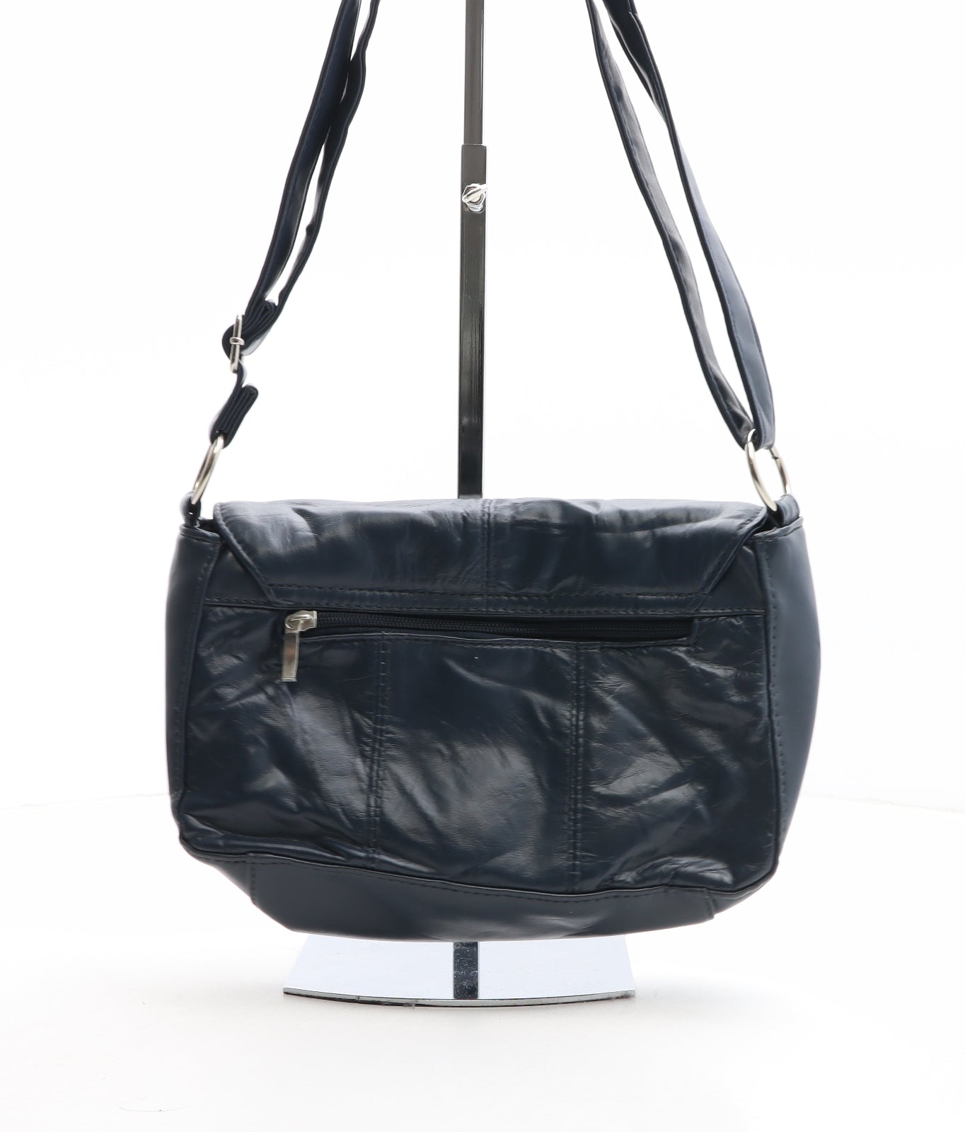Coopers Of Stortfort Womens Blue Solid Leather Crossbody Size Medium