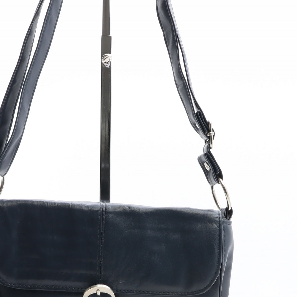 Coopers Of Stortfort Womens Blue Solid Leather Crossbody Size Medium