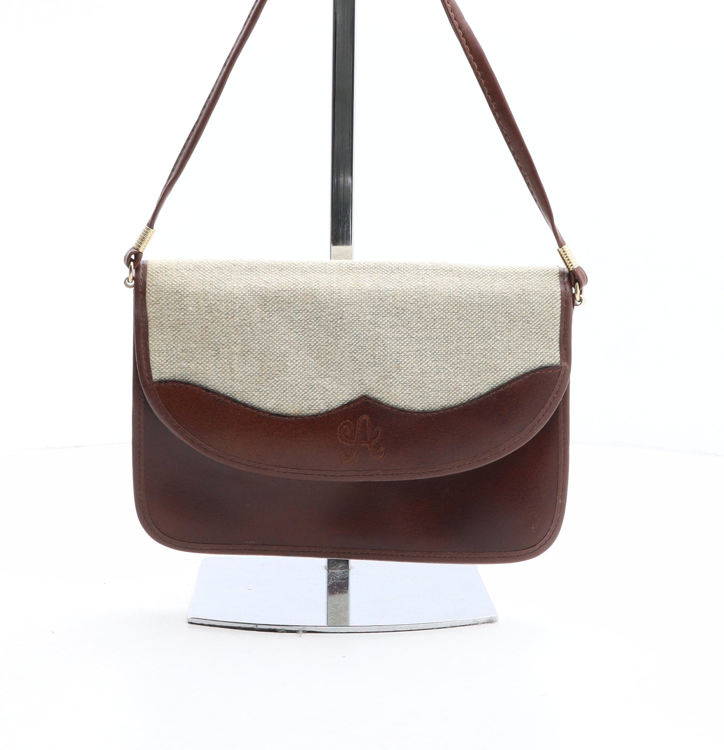 Preworn Womens Brown Colorblock Leather Crossbody Size Small