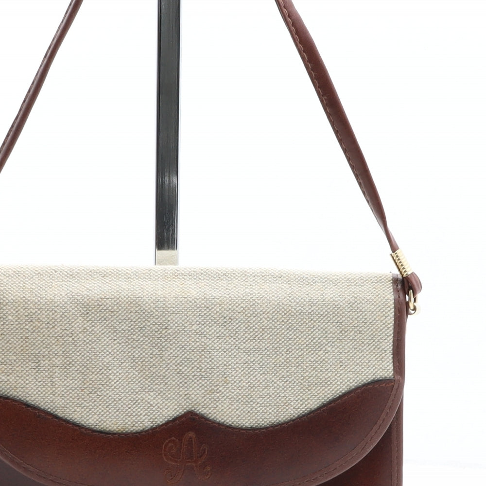 Preworn Womens Brown Colorblock Leather Crossbody Size Small