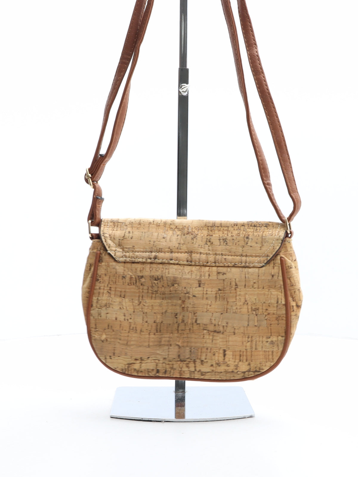 Preworn Womens Brown Solid Cork Crossbody Size Small