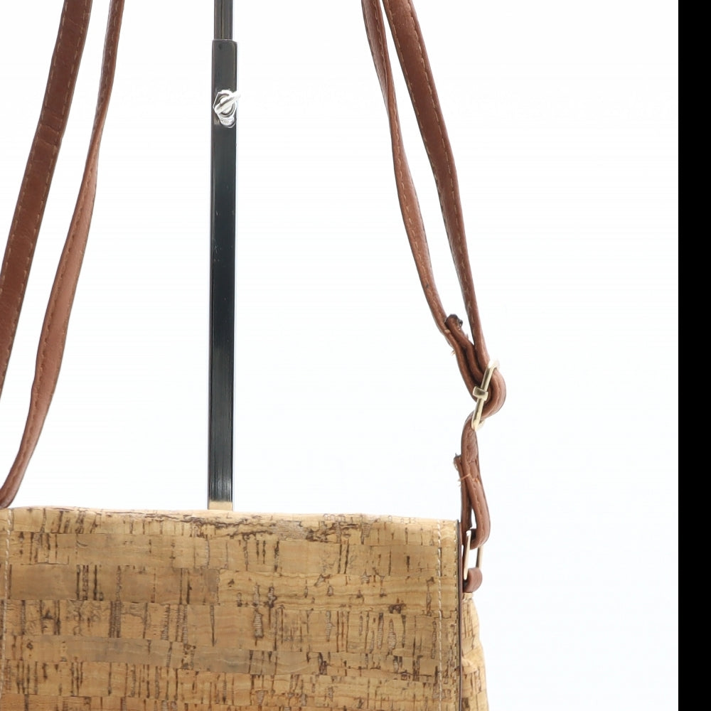 Preworn Womens Brown Solid Cork Crossbody Size Small