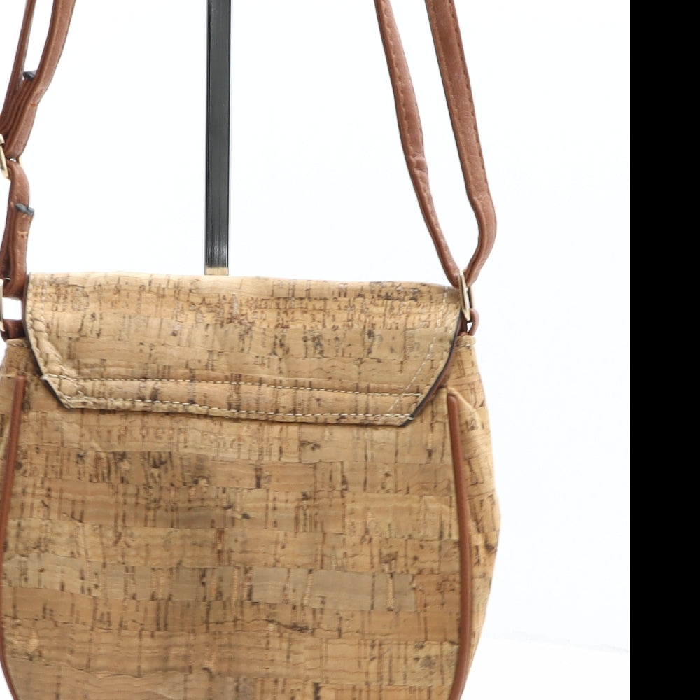 Preworn Womens Brown Solid Cork Crossbody Size Small