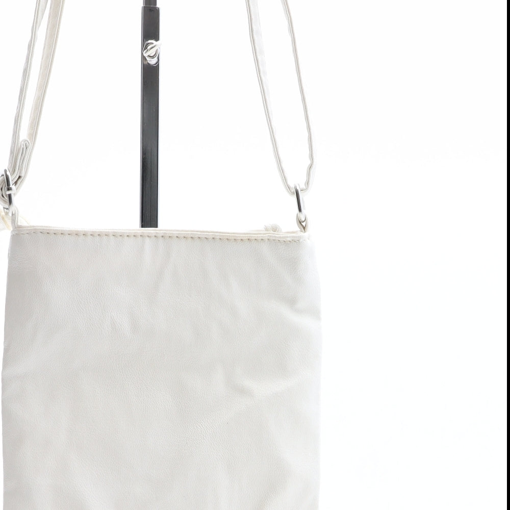 George Womens White Solid PVC Crossbody Size Small