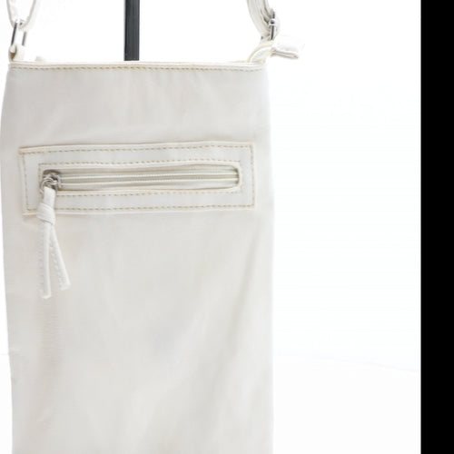 George Womens White Solid PVC Crossbody Size Small