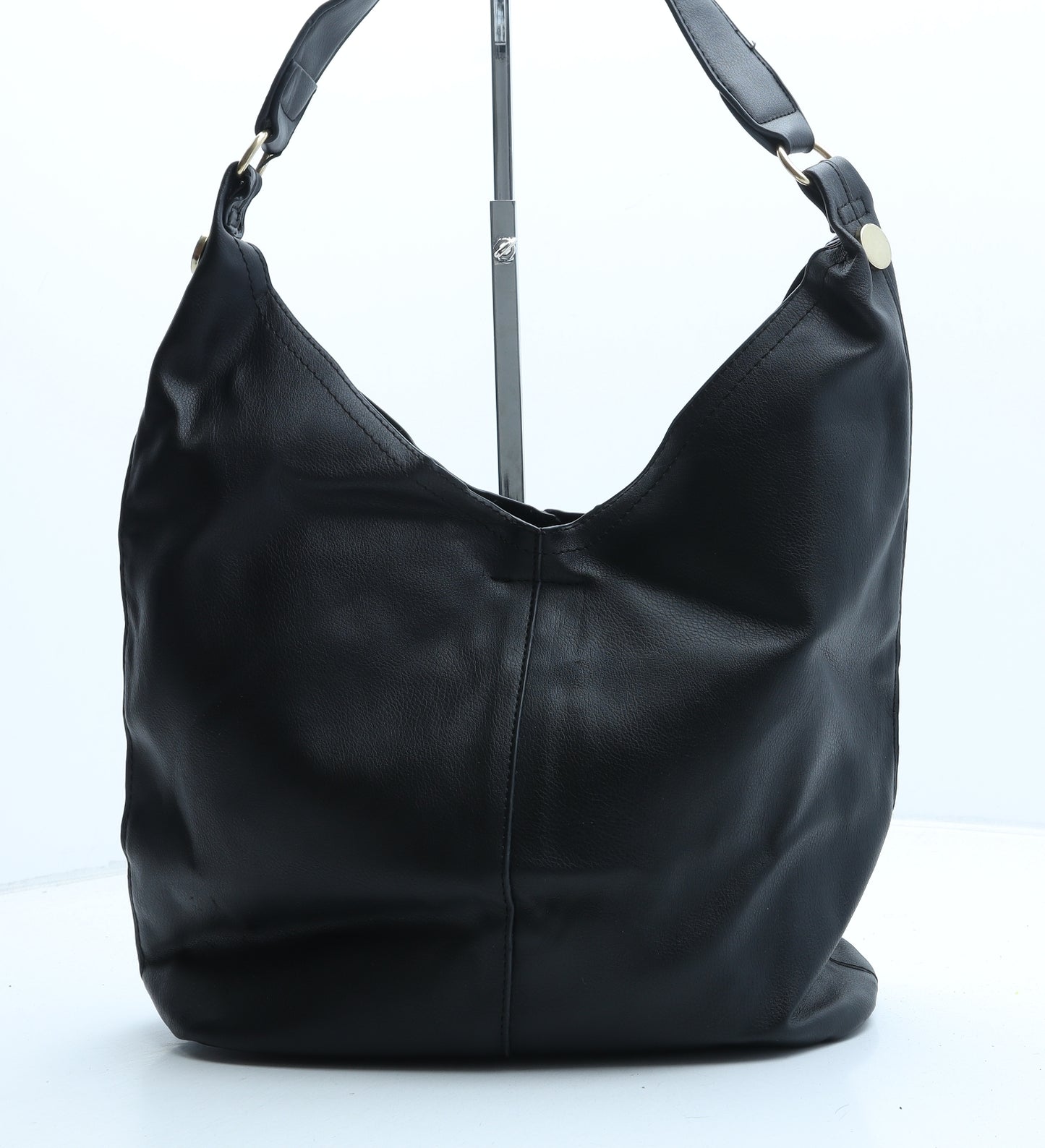 Preworn Womens Black Polyurethane Shoulder Bag Size Small