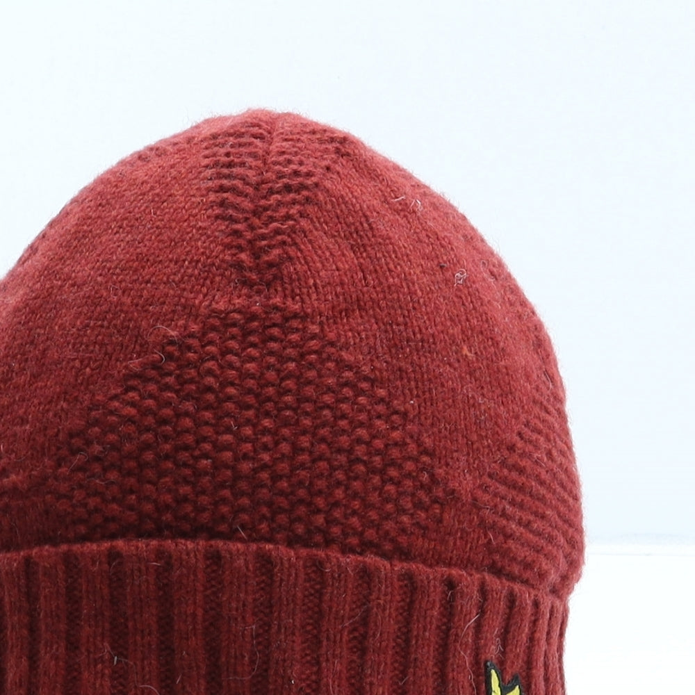 Lyle & Scott Mens Red Wool Beanie One Size