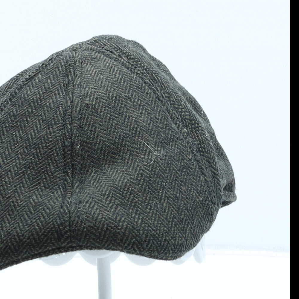 River Island Mens Green Herringbone Polyester Flat Cap One Size