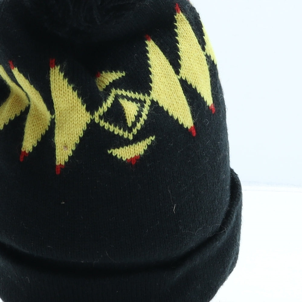 Topman Mens Black Geometric Wool Beanie One Size