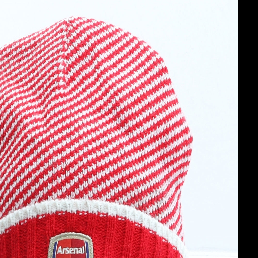 Arsenal Mens Red Striped Acrylic Beanie One Size