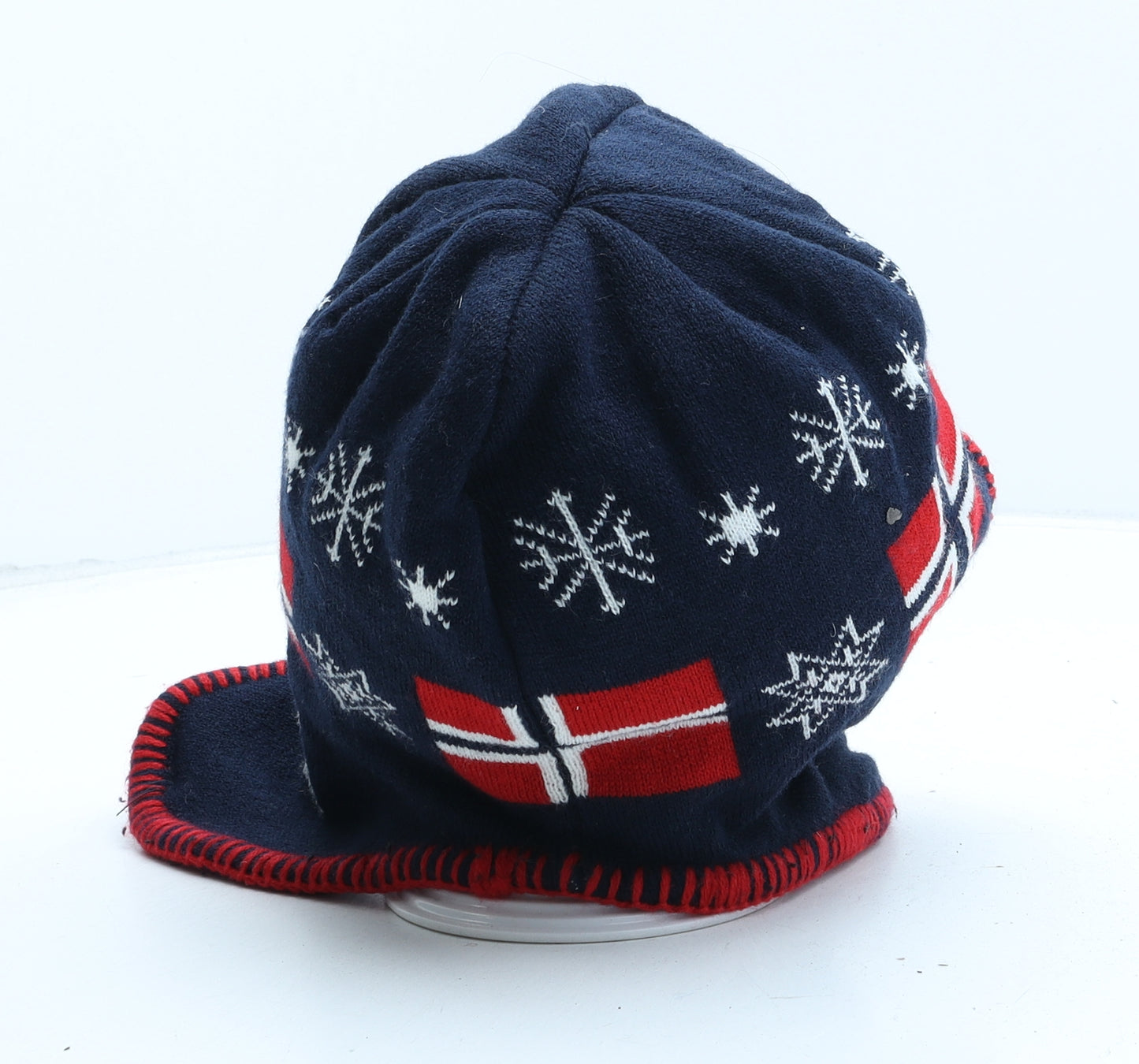 Rokk Mens Blue Geometric Acrylic Beanie One Size