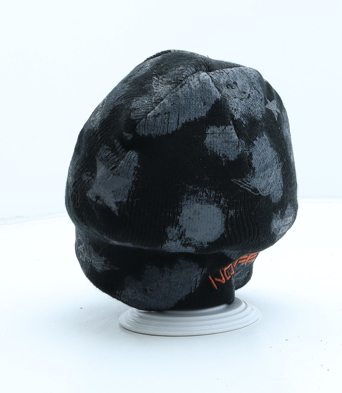 No Fear Mens Black Geometric Acrylic Beanie One Size