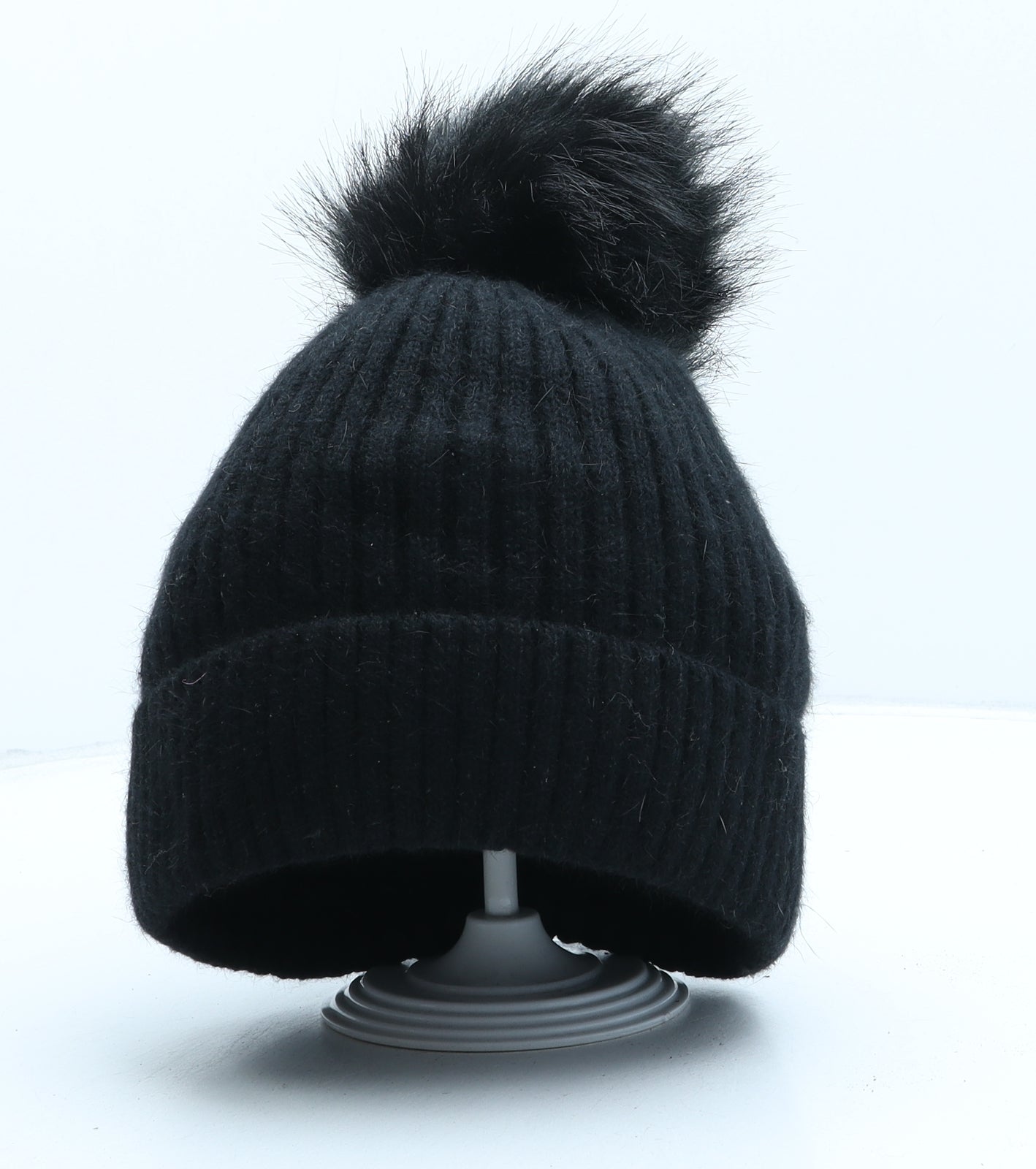 Preworn Womens Black Nylon Bobble Hat One Size