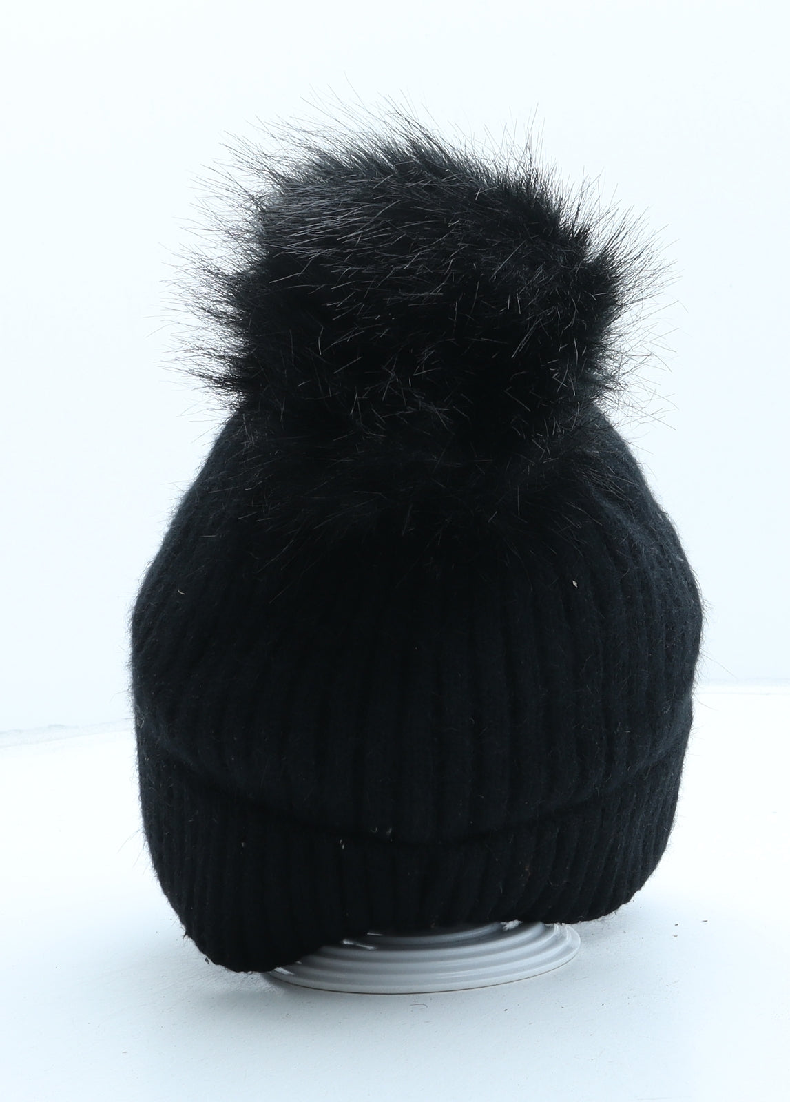 Preworn Womens Black Nylon Bobble Hat One Size