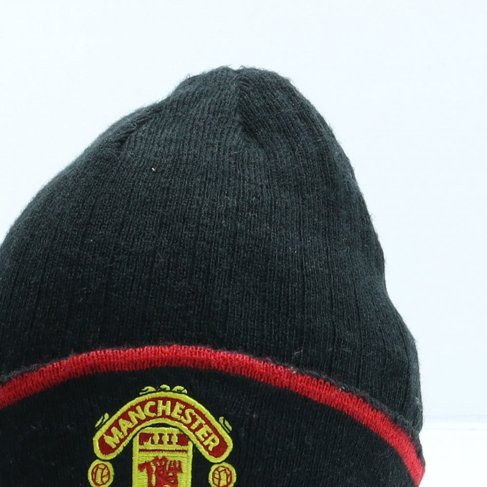 Manchester United Mens Black Acrylic Beanie One Size