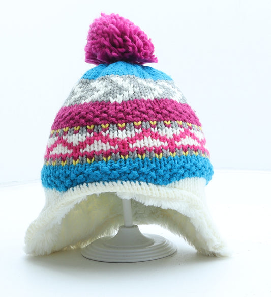 Mountain Warehouse Girls Multicoloured Fair Isle Acrylic Bonnet One Size